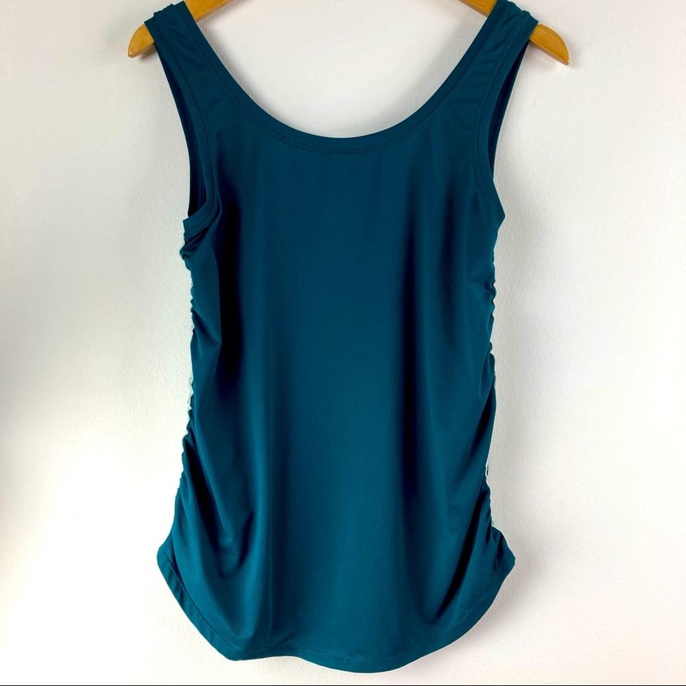 XPBX Teal Ruched Tank Top